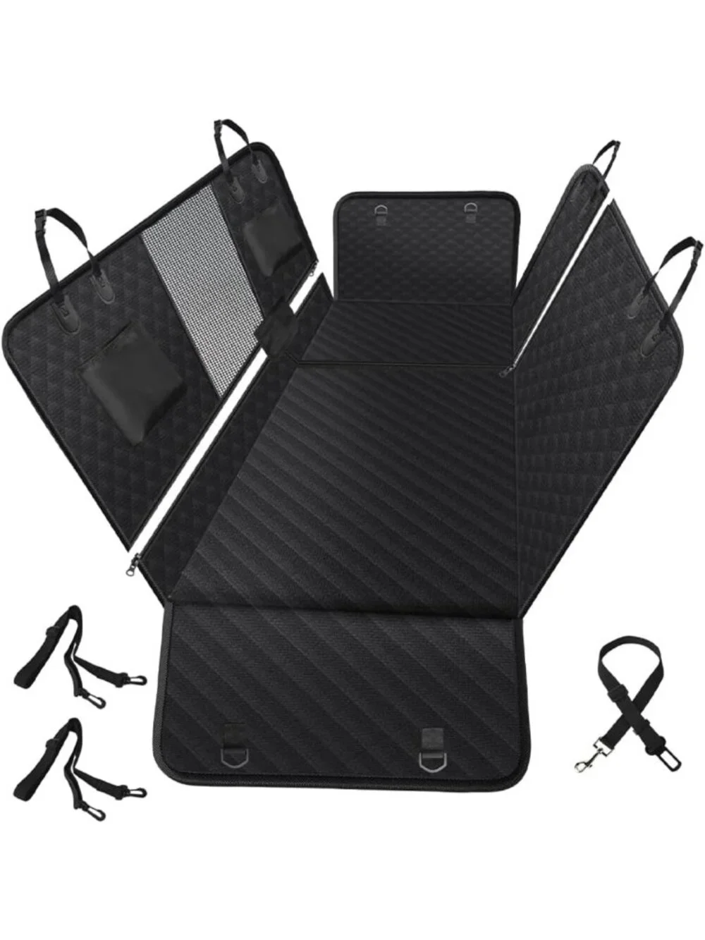 6-in-1 Waterproof Car Seat Cover for Back Seat, Anti-Slip Dog Hammock, Mesh